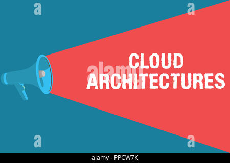 Writing note showing Cloud Architectures. Business photo showcasing Various Engineered Databases Softwares Applications. Stock Photo