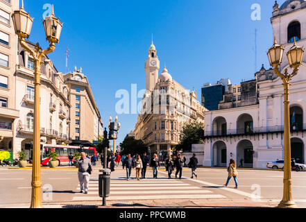 Street scene with pedestrians and zebra crossing in Recoleta district of Buenos Aires, Argentina Stock Photo