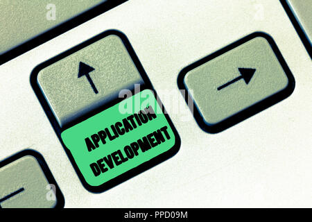 Conceptual hand writing showing Application Development. Business photo text creation of Computer Apps for use on Mobile Devices. Stock Photo