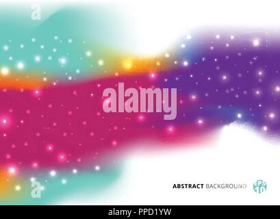 Abstract realistic pink and purple powder paint with shine glitter glow on white background. Vector illustration Stock Vector