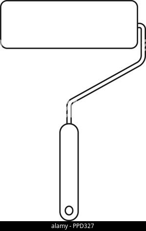 Line art black and white paint roller Stock Vector