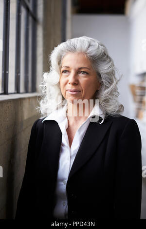 Senior white businesswoman looking away, portrait Stock Photo