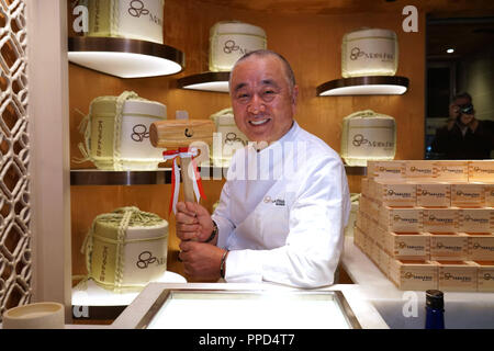 The celebrity chef Nobuyuki Matsuhisa at the opening of his restaurant