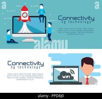 connectivity 5g technology icons Stock Vector