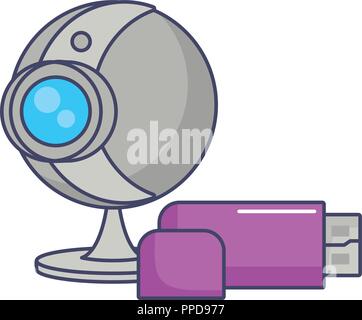 webcam usb drive storage backup data innovation vector illustration Stock Vector