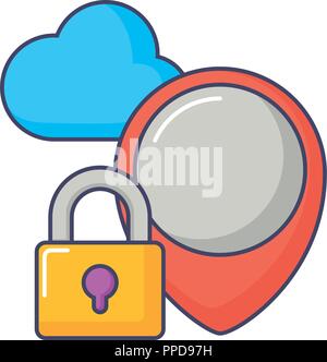 pointer map location gps navigation security innovation vector illustration Stock Vector