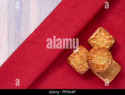 Mooncakes on the red background Stock Photo