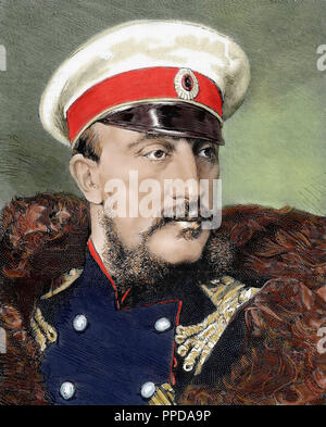 Grand Duke Konstantin Nikolayevich of Russia (1827-1892).  Colored engraving. Stock Photo