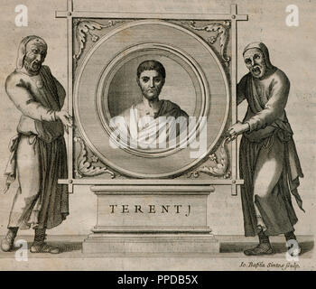 Terence (195-159 BC). Playwright during the Roman Republic. Engraving. 1736. Stock Photo