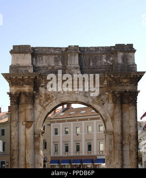 Croatia. Pula. Triumphal Arch of the Sergii. 1st century BC. Stock Photo