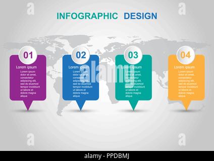 Modern infographic design template with banners. Can be used for business step options. Stock Vector