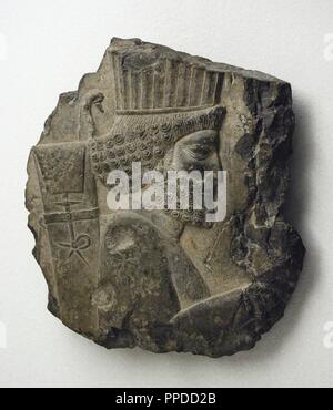 Achaemenids. Fragment of a relief depicting a Royal bodyguard. Early 5th century BC. From Persepolis. Stock Photo
