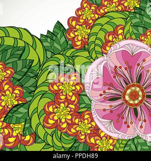 decorative flower zentangle background for adult coloring page of easy ...