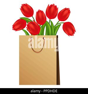 Vector illustration of red tulips. Gradient meshes. Stock Vector