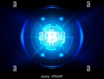 abstract circuit with bitcoin technology background. illustration vector design Stock Vector
