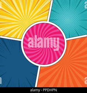Colored comic pages with halftone effects Stock Vector