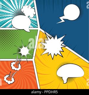 Colored comic pages with halftone effects Stock Vector