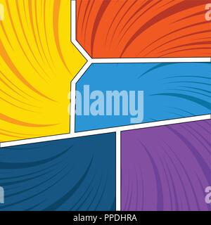 Colored comic pages with halftone effects Stock Vector