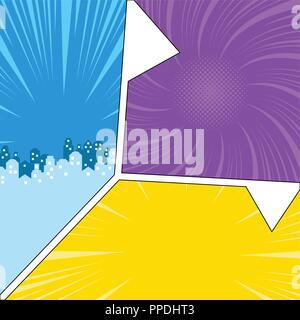 Colored comic pages with halftone effects Stock Vector