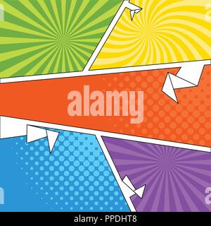 Colored comic pages with halftone effects Stock Vector