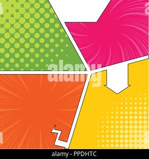 Colored comic pages with halftone effects Stock Vector