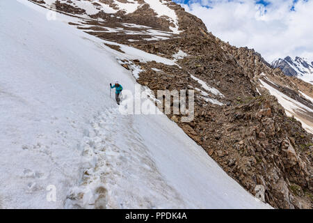 The incredible Heights of Alay Circuit in Southwest Kyrgyzstan that takes in 4 3000+ meter passes. Stock Photo