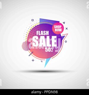 Modern geometric gradient sale banner. Vector illustration of abstract colorful flash sale banner made of different simple shapes for your design Stock Vector