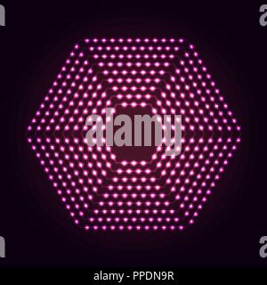 Glowing dots and lines. Hexagon shape abstract neon lights background for your design Stock Vector