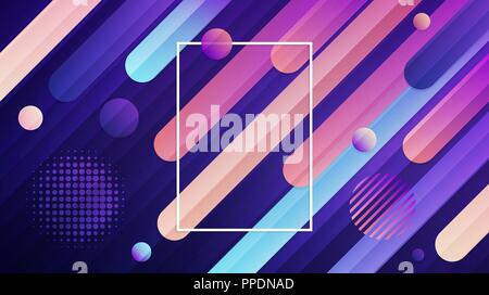 Modern abstract geometric background. Vector illustration of colorful gradient circles and diagonal stripes with round halftone pattern Stock Vector