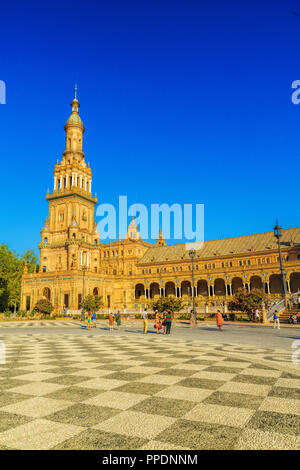 The Plaza de Espana is a plaza in the Parque de Maria Luisa, in Seville, Spain, built in 1928 for the Ibero-American Exposition of 1929 Stock Photo