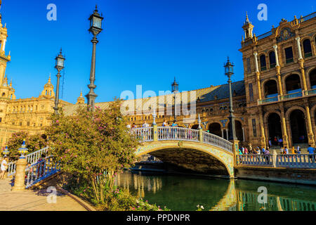 The Plaza de Espana is a plaza in the Parque de Maria Luisa, in Seville, Spain, built in 1928 for the Ibero-American Exposition of 1929 Stock Photo