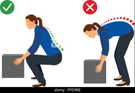 Ergonomics - Silhouette of correct posture to lift Stock Vector