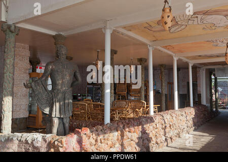 Evpatoria, Crimea, Russia - June 30, 2018: Interior of the Kerkinitida cafe by the sea in the resort town of Evpatoria, Crimea Stock Photo