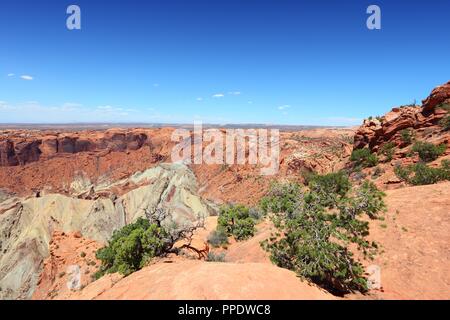 Canyonlands National Park in Utah, USA. Island in the Sky district - famous Upheaval Dome crater which may have been created by meteor impact. Stock Photo