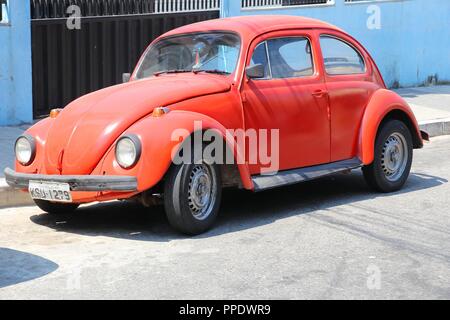 CABO FRIO, BRAZIL - OCTOBER 17, 2014: Classic VW Beetle parked in Cabo Frio, state of Rio de Janeiro, Brazil. More than 3.3 million VW Beetles have be