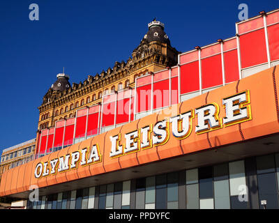 Olympia Leisure and The Grand Hotel from Foreshore Road in Scarborough North Yorkshire England Stock Photo