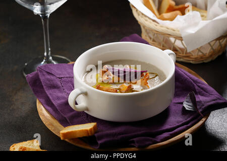 Mushrooms soup with chanterelles and cream Stock Photo