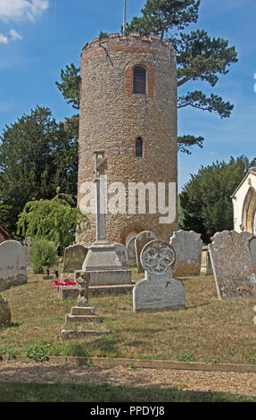 Bramfield Village Detatched Round Bell Tower Saint Andrew Church Suffolk Stock Photo