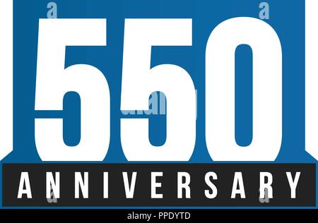 550th Anniversary vector icon. Birthday logo template. Greeting card design element. Simple business anniversary emblem. Blue strict style number. Isolated vector illustration on white background. Stock Vector