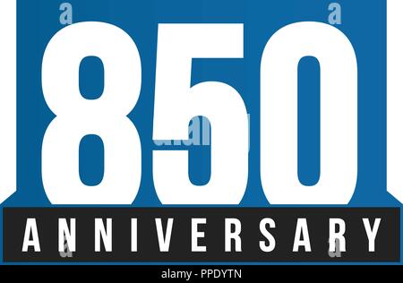 850th Anniversary vector icon. Birthday logo template. Greeting card design element. Simple business anniversary emblem. Blue strict style number. Isolated vector illustration on white background. Stock Vector