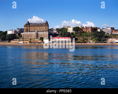 Grand Hotel and Seafront along Foreshoire Road from South Bay at Scarborough North Yorkshire England Stock Photo