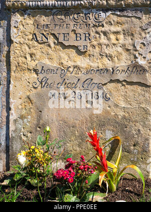 Anne Brontes Grave in St Marys Churchyard at Scarborough North Yorkshire England Stock Photo