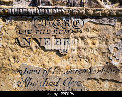 Detail of Anne Brontes Grave in St Marys Churchyard at Scarborough North Yorkshire England Stock Photo