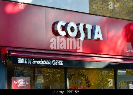 A Costa coffee shop front on a wet morning Stock Photo - Alamy