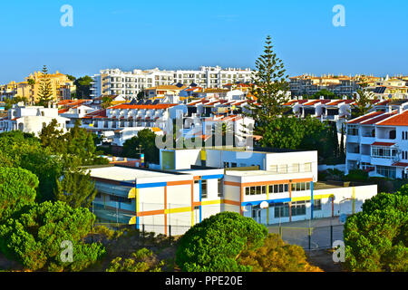 Olhus d'Agua is located on the Algarve coast of southern Portugal. This is the central village primary school. Stock Photo