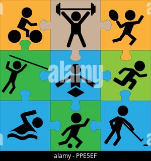 puzzle sport icons Stock Vector