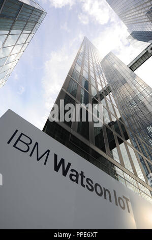 The American IT and consulting company IBM opens its new 'Watson IoT' development center in the Highlight Towers. Stock Photo