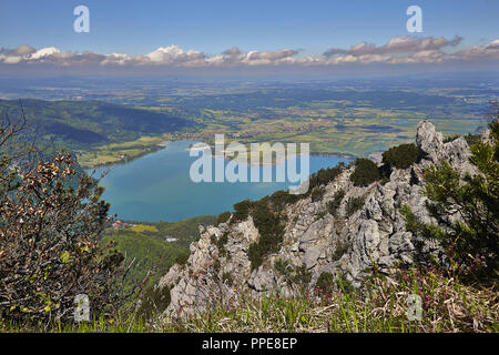 View from the Jochberg (1,565 m) on Lake Kochel. Stock Photo