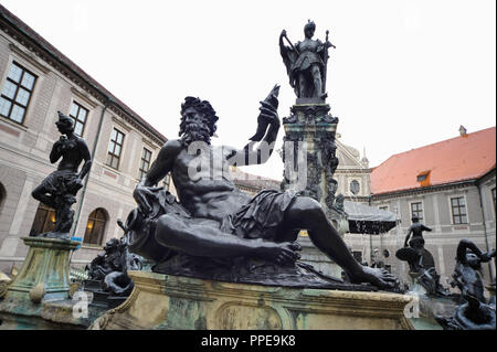 The Wittelsbach fountain in the Brunnenhof of the Residenz in Munich. Stock Photo