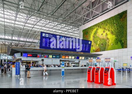 Frankfurt, Germany - May 27, 2018: Terminal 2 at Frankfurt Airport in Germany. | usage worldwide Stock Photo